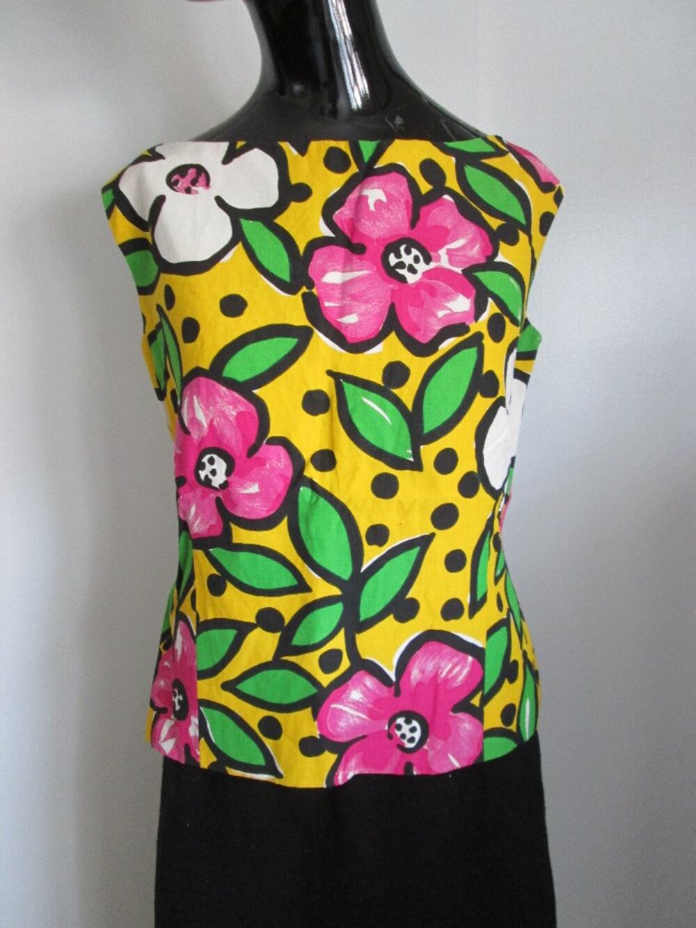 NWT Adrienne Vittadini Silk Linen 100% Rayon Lining Button Back Floral Top